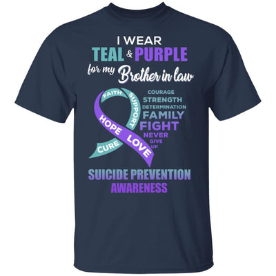 Suicide Prevention I Wear Teal And Purple For My Brother In Law-T-Shirt & Hoodie-Classic T-Shirt-Navy