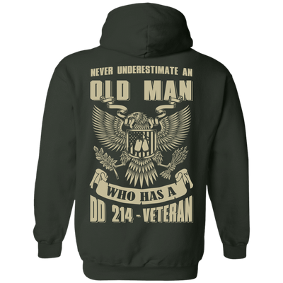 Never Underestimate An Old Man Who Has A DD-214 Veteran-T-Shirt & Hoodie-Pullover Hoodie-Forest Green