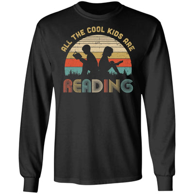 Vintage All The Cool Kids Are Reading Books Lovers Gifts-T-Shirt & Hoodie-Long Sleeve T-Shirt-Black