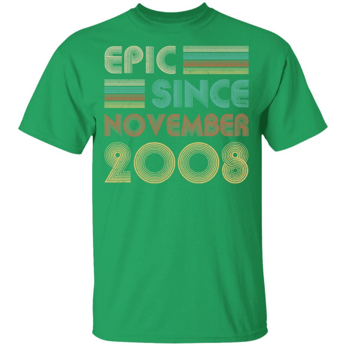 Epic Since November 2008 Vintage 13th Birthday Gifts Youth-Youth Shirt-Youth T-Shirt-Irish Green