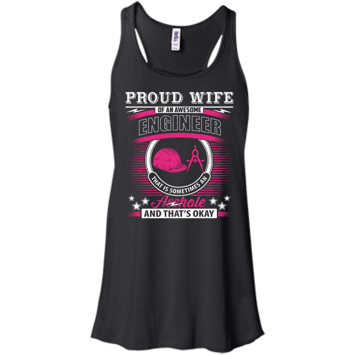 Proud Wife Of An Awesome Engineer-T-Shirt & Hoodie-Women's Flowy Racerback Tank-Black