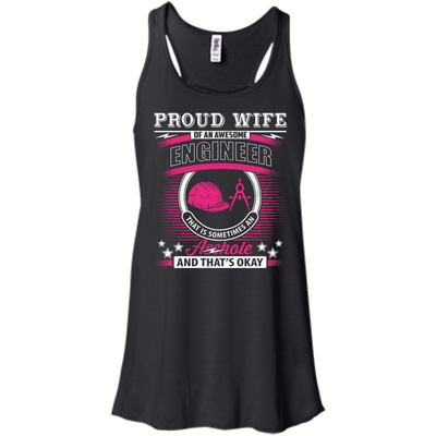 Proud Wife Of An Awesome Engineer-T-Shirt & Hoodie-Women's Flowy Racerback Tank-Black