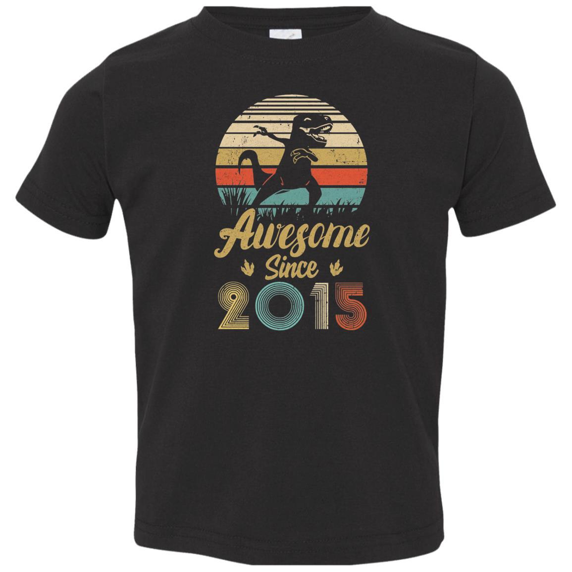 Awesome Since 2015 6th Years Old Dinosaur Birthday Gift Youth-Youth Shirt-Toddler T-Shirt-Black