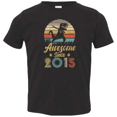 Awesome Since 2015 6th Years Old Dinosaur Birthday Gift Youth-Youth Shirt-Toddler T-Shirt-Black