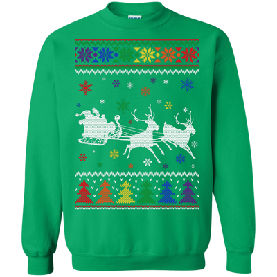 Rainbow Christmas Through The Snow Together-T-Shirt & Hoodie-Crewneck Sweatshirt-Irish Green