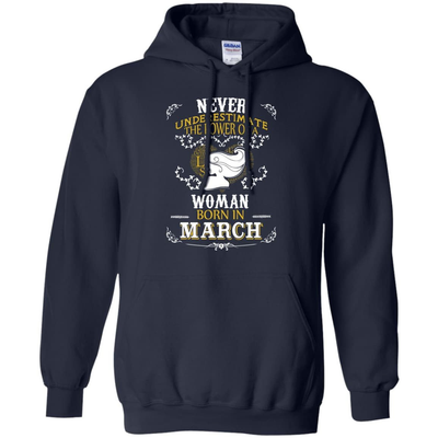 A Woman Born In MARCH-T-Shirt & Hoodie-Pullover Hoodie-Navy