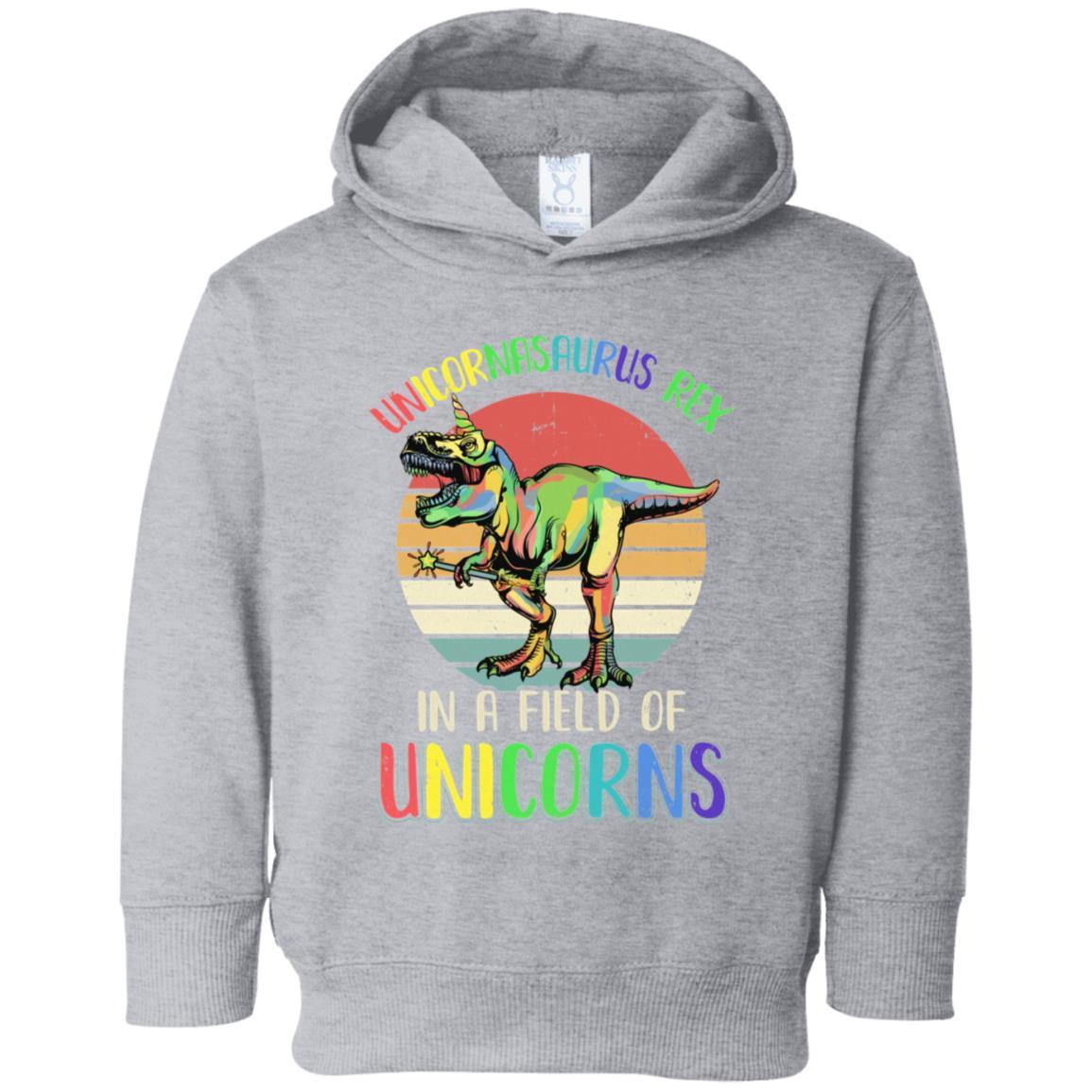 Be A Unicornasaurus Rex In A Field Of Unicorns Youth-Youth Shirt-Toddler Fleece Hoodie-Heather Grey