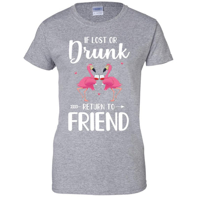 Flamingo If I Lost Or Drunk Please Return To Friend-T-Shirt & Tank Top-Women's T-Shirt-Sport Grey