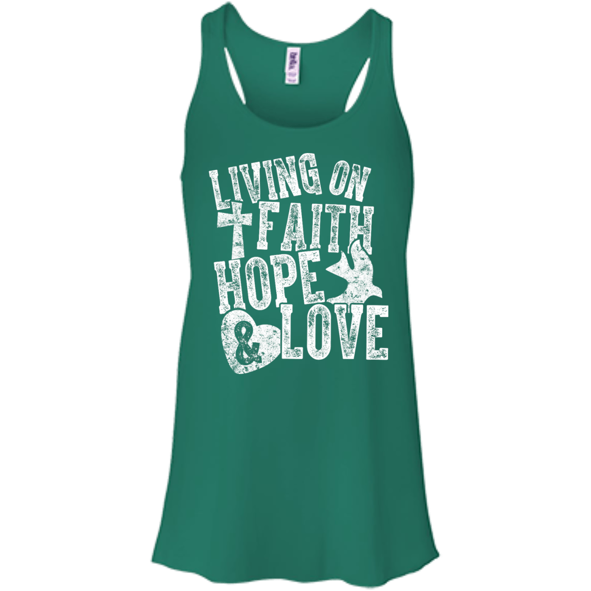 Living on Faith Hope and Love-T-Shirt & Hoodie-Women's Flowy Racerback Tank-Kelly