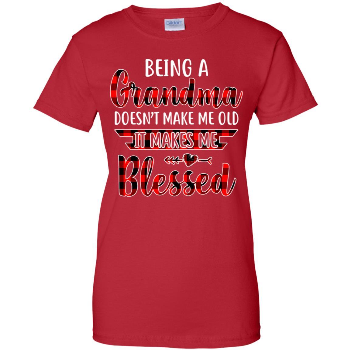 Red Plaid Funny Being A Grandma Doesn't Make Me Old-T-Shirt & Hoodie-Women's T-Shirt-Red