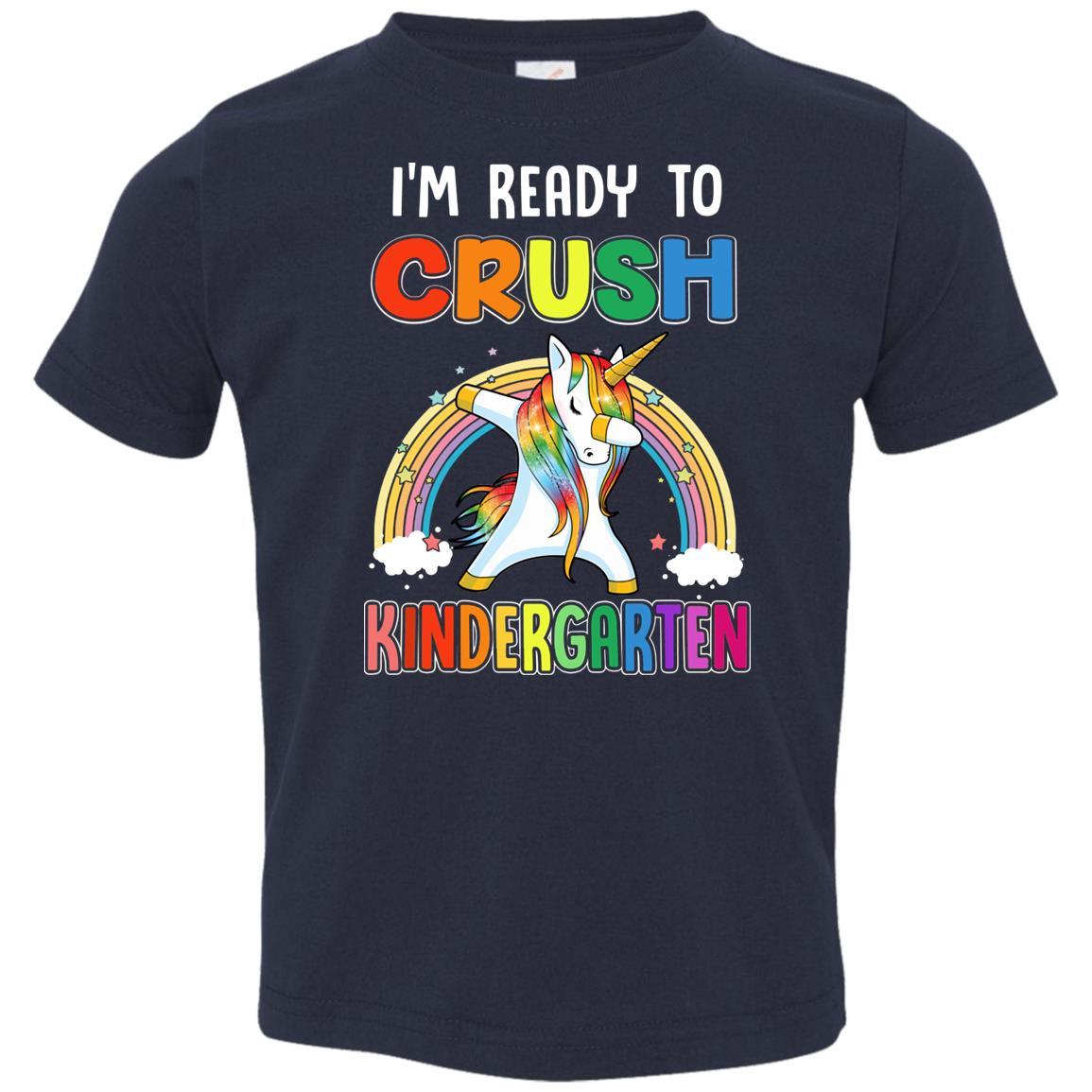 I'm Ready To Crush Kindergarte Unicorn Back To School Youth-Youth Shirt-Toddler T-Shirt-Navy