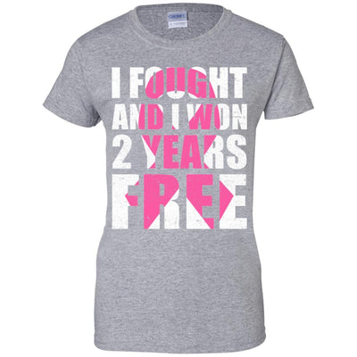I Fought An I Won 2 Years Free Fight Support Breast Cancer-T-Shirt & Hoodie-Women's T-Shirt-Sport Grey