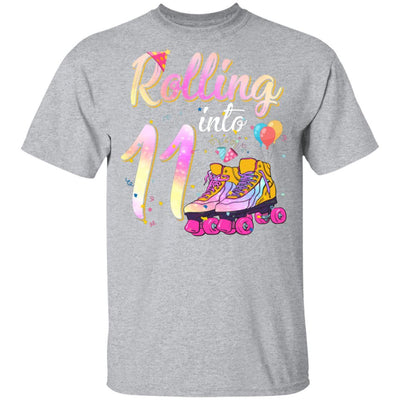 11 Years Old Birthday Girls Roller Skates 80's 11th Birthday Youth-Youth Shirt-Youth T-Shirt-Sport Grey