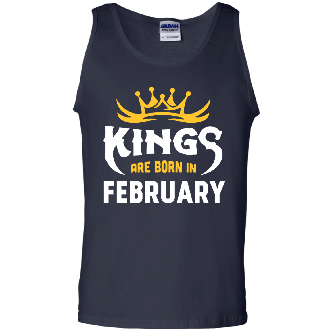 Kings Are Born In February-T-Shirt & Hoodie-Unisex Tank-Navy