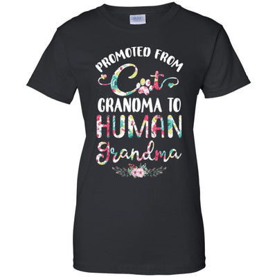 Floral Promoted From Dog Grandma To Human Grandma Gift-T-Shirt & Tank Top-Women's T-Shirt-Black