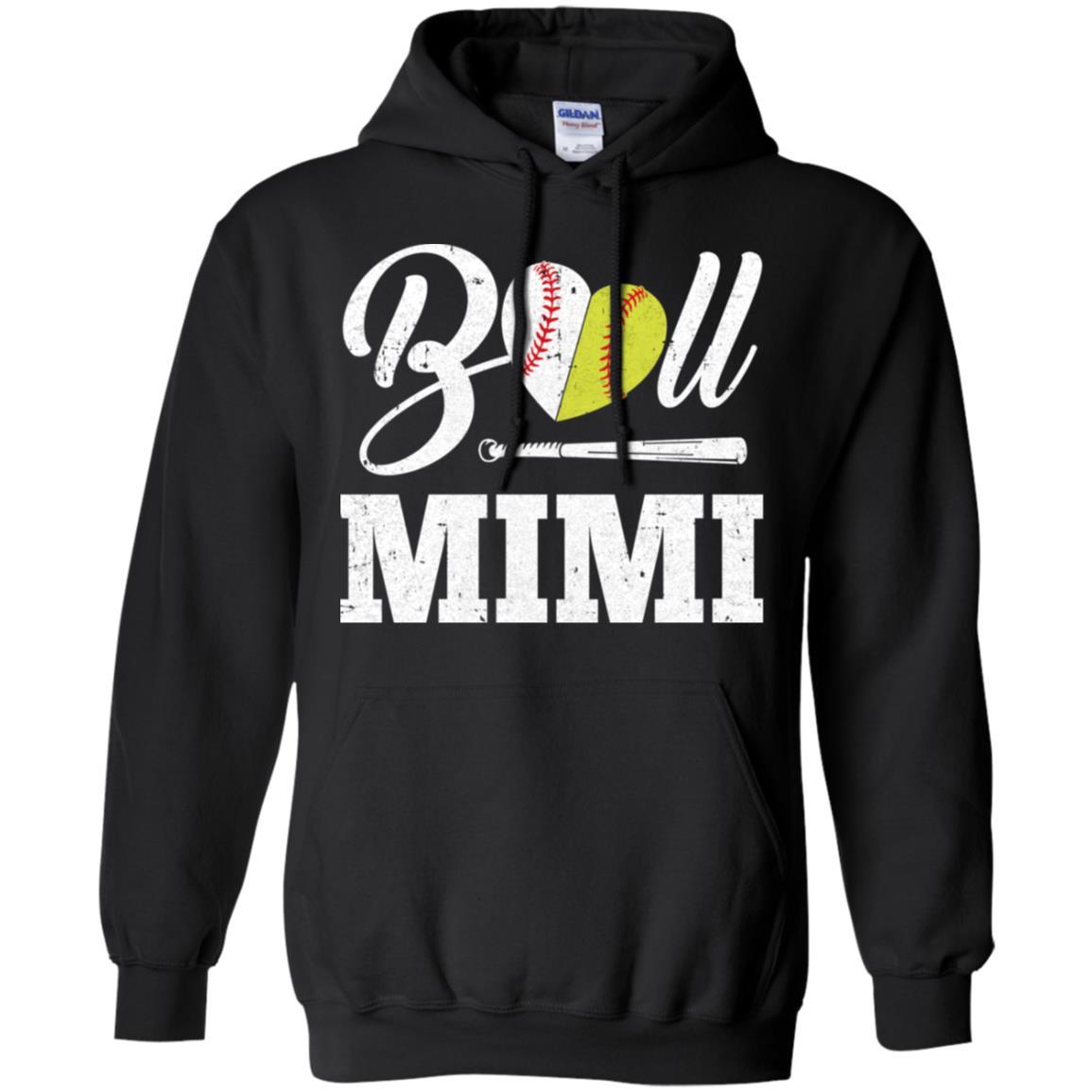 Funny Ball Mimi Softball Baseball Mothers Day Gifts-T-Shirt & Tank Top-Pullover Hoodie-Black