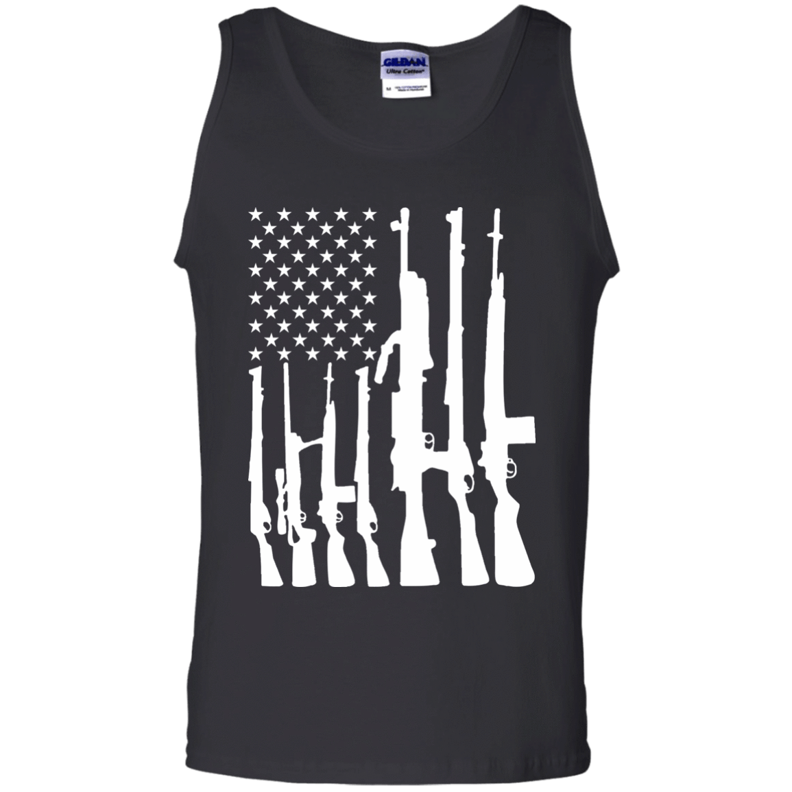 Rifle American Flag Machine Gun Rights-T-Shirt & Hoodie-Unisex Tank-Black
