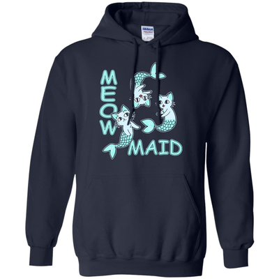 Funny Meowmaid Cat Mermaid-T-Shirt & Hoodie-Pullover Hoodie-Navy