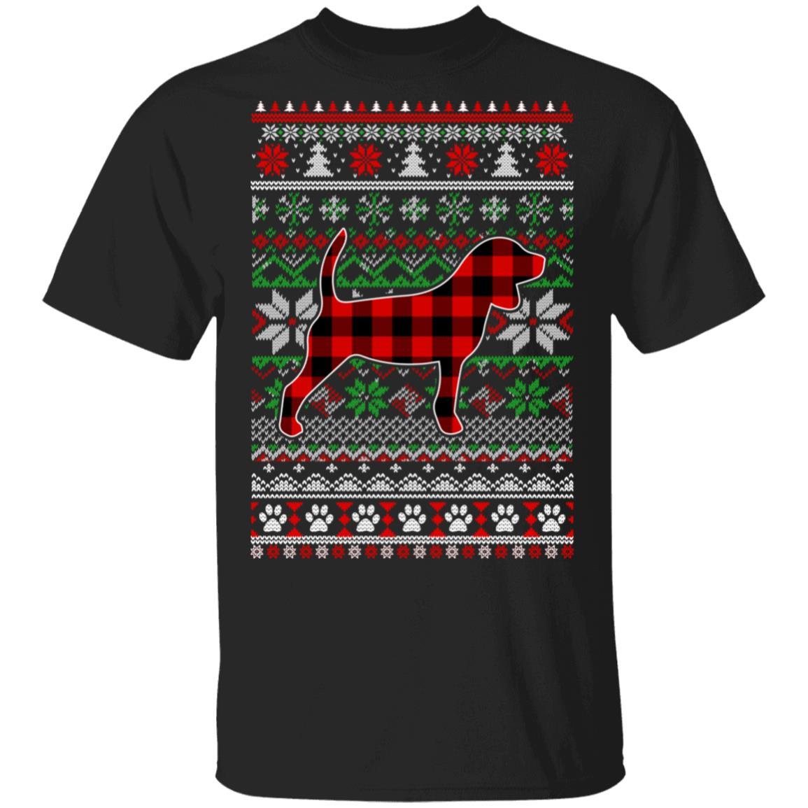 Beagle Red Plaid Ugly Christmas Sweater Gifts-T-Shirt & Sweatshirt-Classic T-Shirt-Black