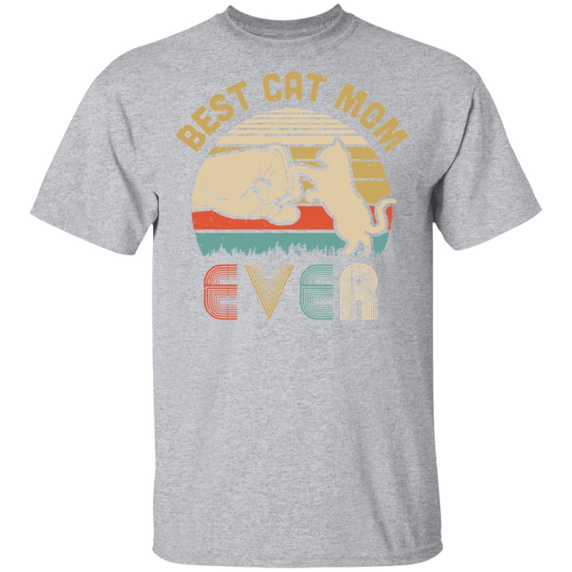 Vintage Best Cat Mom Ever Bump Fit Funny Mom Gifts-T-Shirt & Hoodie-Classic T-Shirt-Sport Grey