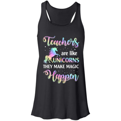 Teachers Are Like Unicorns They Make Magic Happen-T-Shirt & Tank Top-Women's Flowy Racerback Tank-Black
