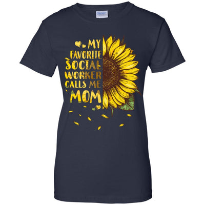 Sunflower My Favorite Social Worker Calls Me Mom Mothers Day Gift-T-Shirt & Hoodie-Women's T-Shirt-Navy
