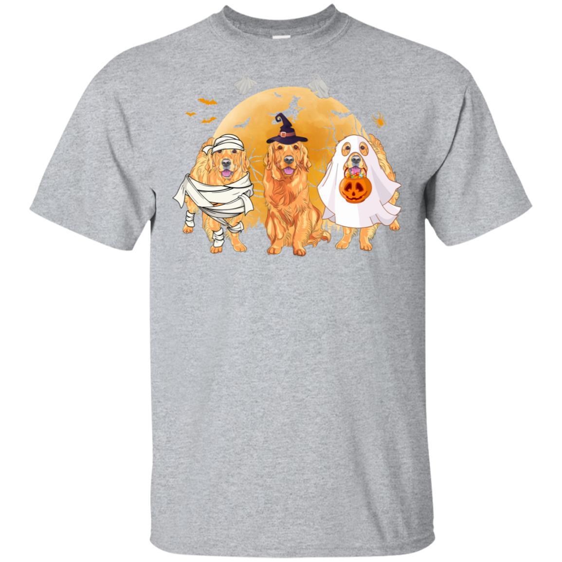 Golden Retriever Mummy Witch Dog Moon Ghosts Halloween-T-Shirt & Hoodie-Classic T-Shirt-Sport Grey