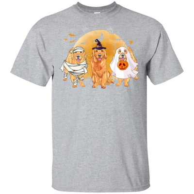 Golden Retriever Mummy Witch Dog Moon Ghosts Halloween-T-Shirt & Hoodie-Classic T-Shirt-Sport Grey