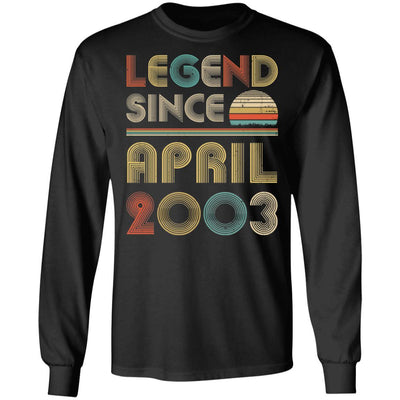 Legend Since April 2003 Vintage 18th Birthday Gifts-T-Shirt & Hoodie-Long Sleeve T-Shirt-Black