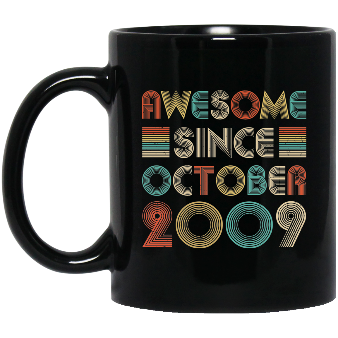 Awesome Since October 2009 Vintage 12th Birthday Gifts Youth Mug-Coffee Mug-BM11OZ 11 oz. Black Mug-Black