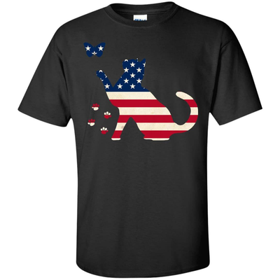 Meowica Cat American Flag 4th of July-T-Shirt & Hoodie-Classic T-Shirt-Black