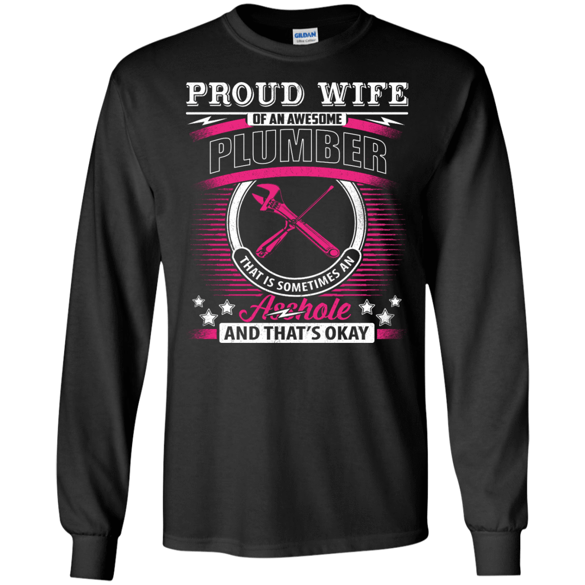 Proud Wife Of An Awesome Plumber-T-Shirt & Hoodie-Long Sleeve T-Shirt-Black