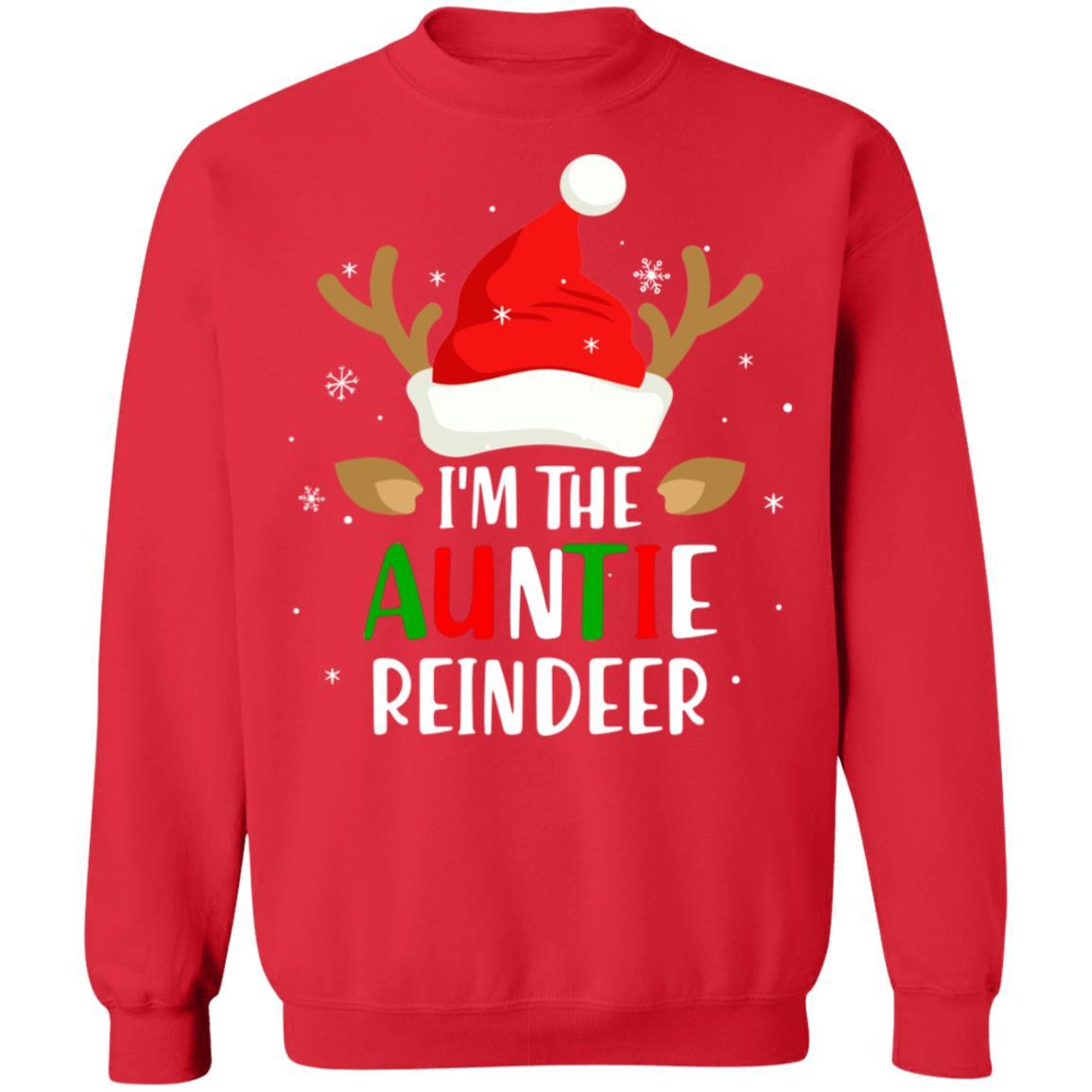 I'm The Auntie Reindeer Matching Family Christmas-T-Shirt & Sweatshirt-Crewneck Sweatshirt-Red