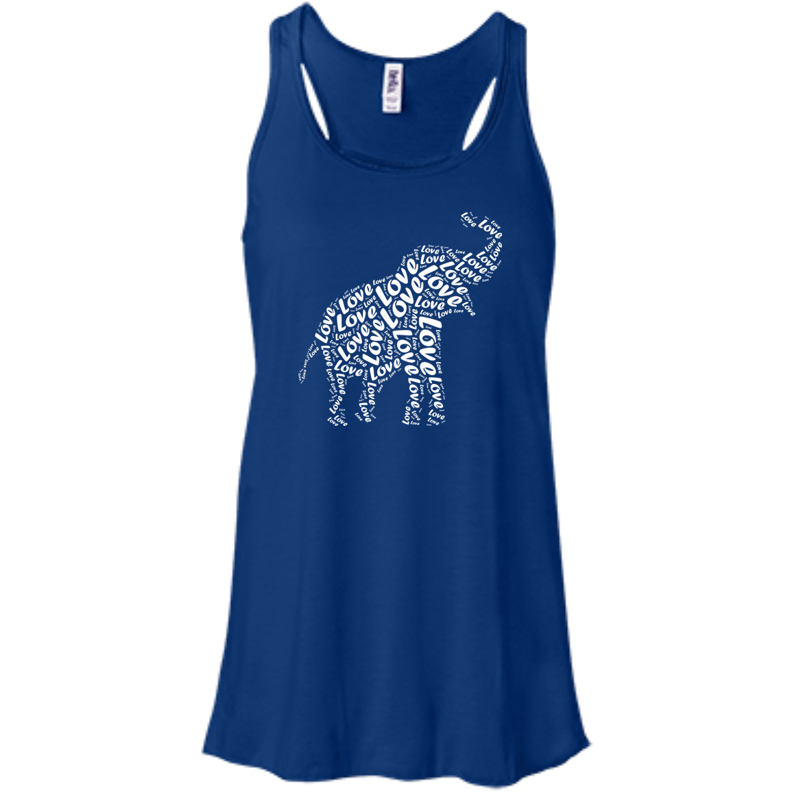 I Love Elephant-T-Shirt & Hoodie-Women's Flowy Racerback Tank-True Royal