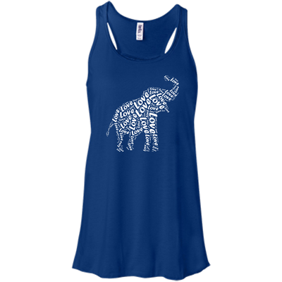 I Love Elephant-T-Shirt & Hoodie-Women's Flowy Racerback Tank-True Royal