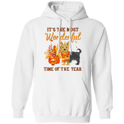 Yorkie Autumn It's The Most Wonderful Time Of The Year-T-Shirt & Hoodie-Pullover Hoodie-White