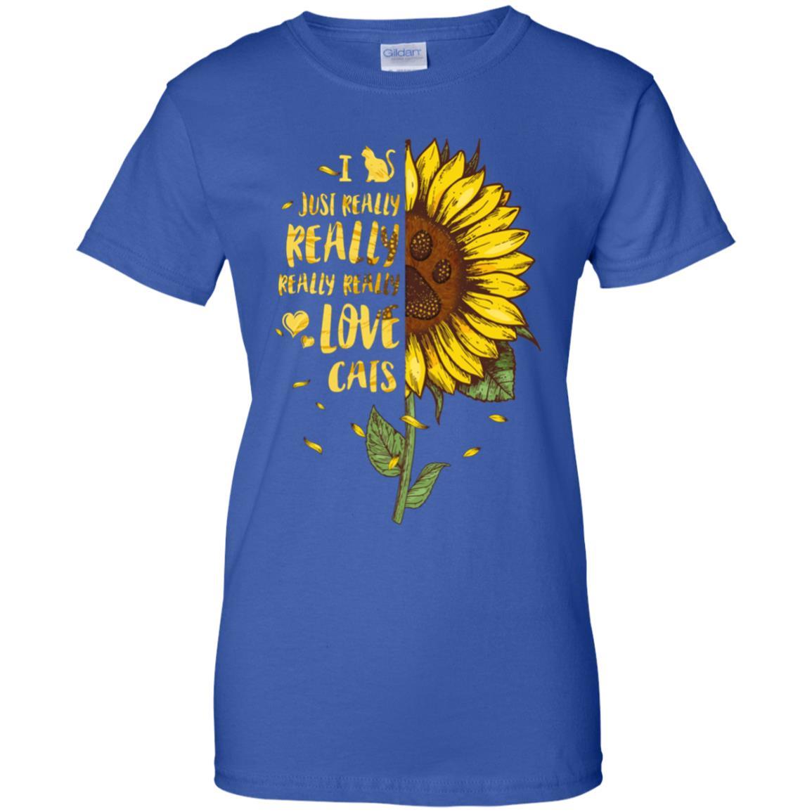 I Just Really Really Love Cats Sunflower-T-Shirt & Tank Top-Women's T-Shirt-Royal