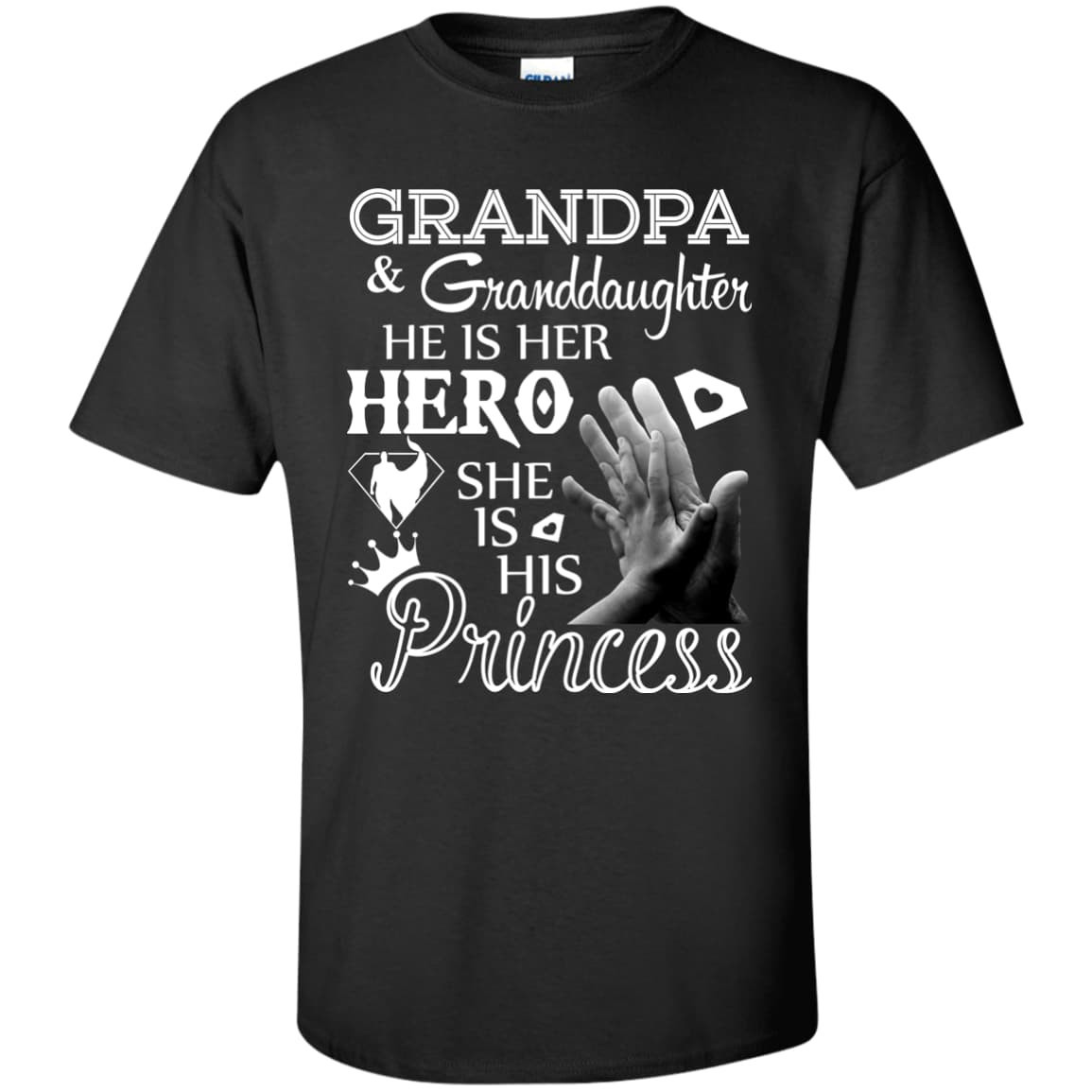 Grandpa & Granddaughter He Is Her Hero-T-Shirt & Hoodie-Classic T-Shirt-Black