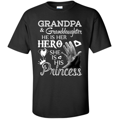 Grandpa & Granddaughter He Is Her Hero-T-Shirt & Hoodie-Classic T-Shirt-Black