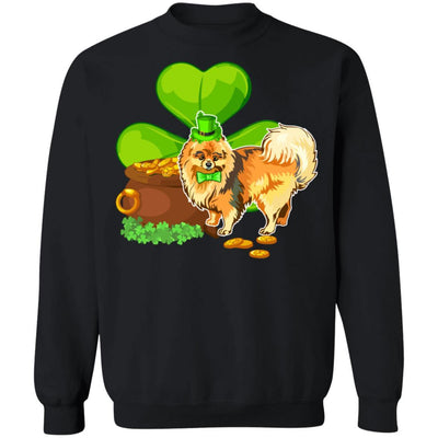 Pomeranian St Patrick's Day Irish Dog Lover Funny Gifts-T-Shirt & Hoodie-Crewneck Sweatshirt-Black