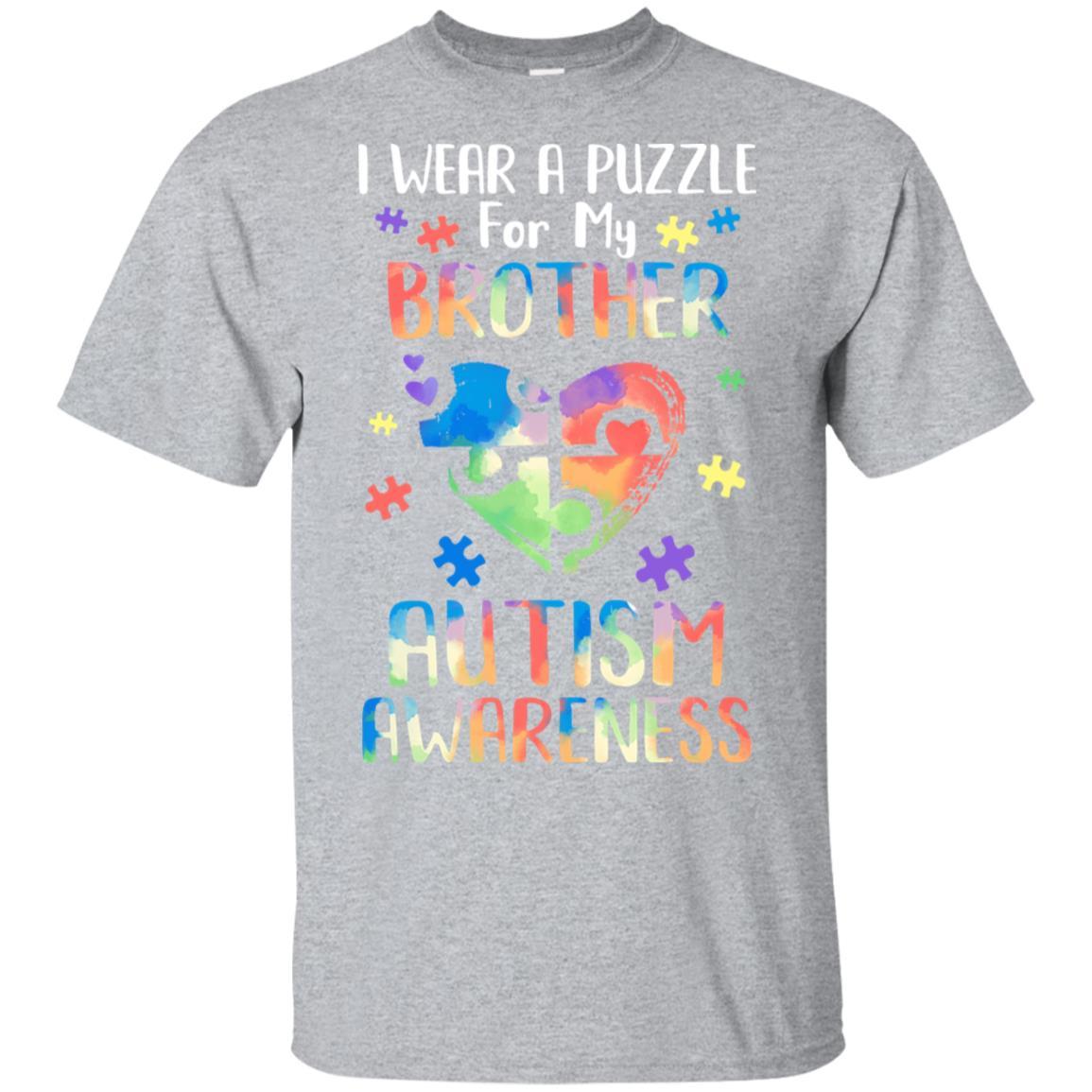 I Wear A Puzzle For My Brother Autism Awareness-T-Shirt & Hoodie-Classic T-Shirt-Sport Grey