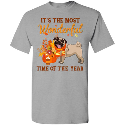 Pug Autumn It's The Most Wonderful Time Of The Year-T-Shirt & Hoodie-Classic T-Shirt-Sport Grey