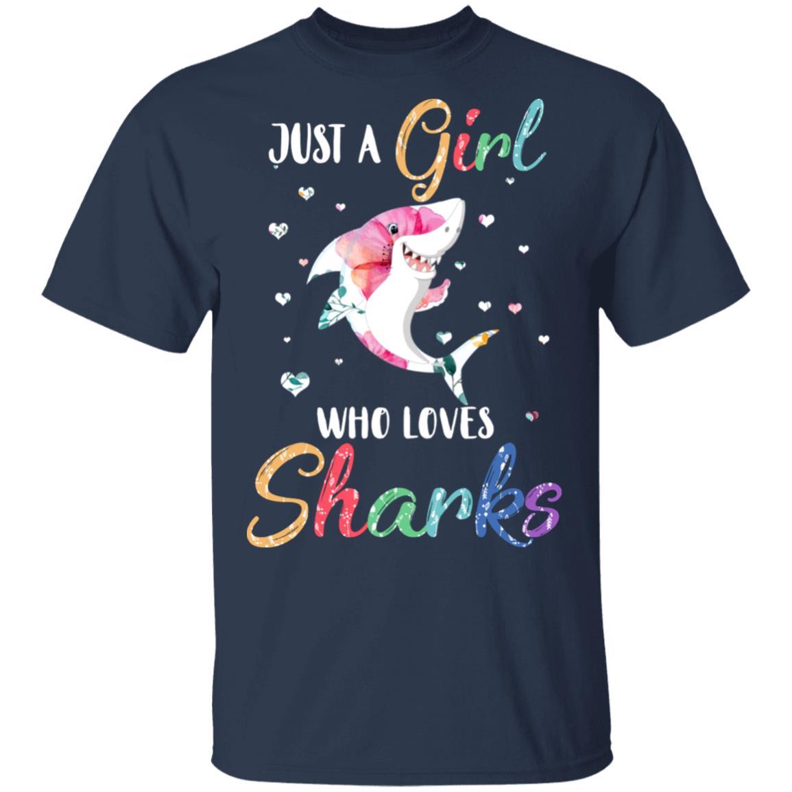 Just A Girl Who Loves Sharks Cute Shark Lover-T-Shirt & Hoodie-Classic T-Shirt-Navy
