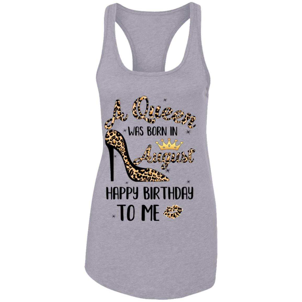 Born In August Girl Leopard High Heels Birthday Women Gift-T-Shirt & Tank Top-Women's Ideal Racerback Tank-Heather Grey