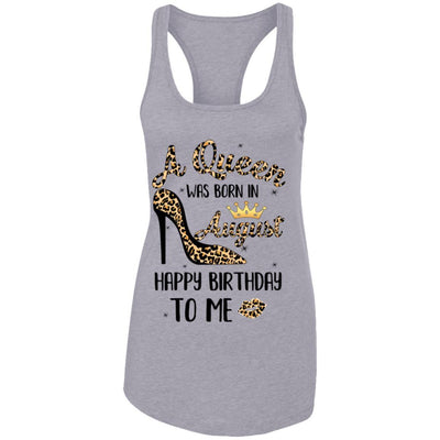 Born In August Girl Leopard High Heels Birthday Women Gift-T-Shirt & Tank Top-Women's Ideal Racerback Tank-Heather Grey