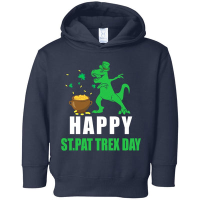 Happy St Pat T-Rex Day Dinosaur St Patrick's Day Youth-Youth Shirt-Toddler Fleece Hoodie-Navy