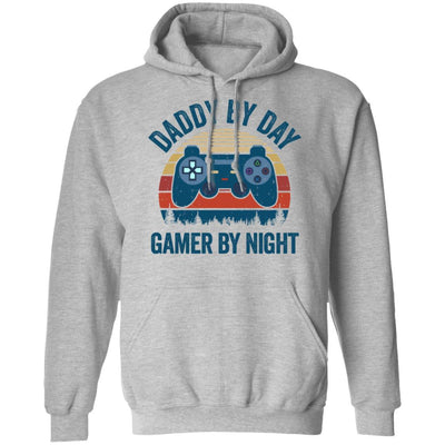 Daddy By Day Gamer By Night Funny Video Game-T-Shirt & Hoodie-Pullover Hoodie-Sport Grey