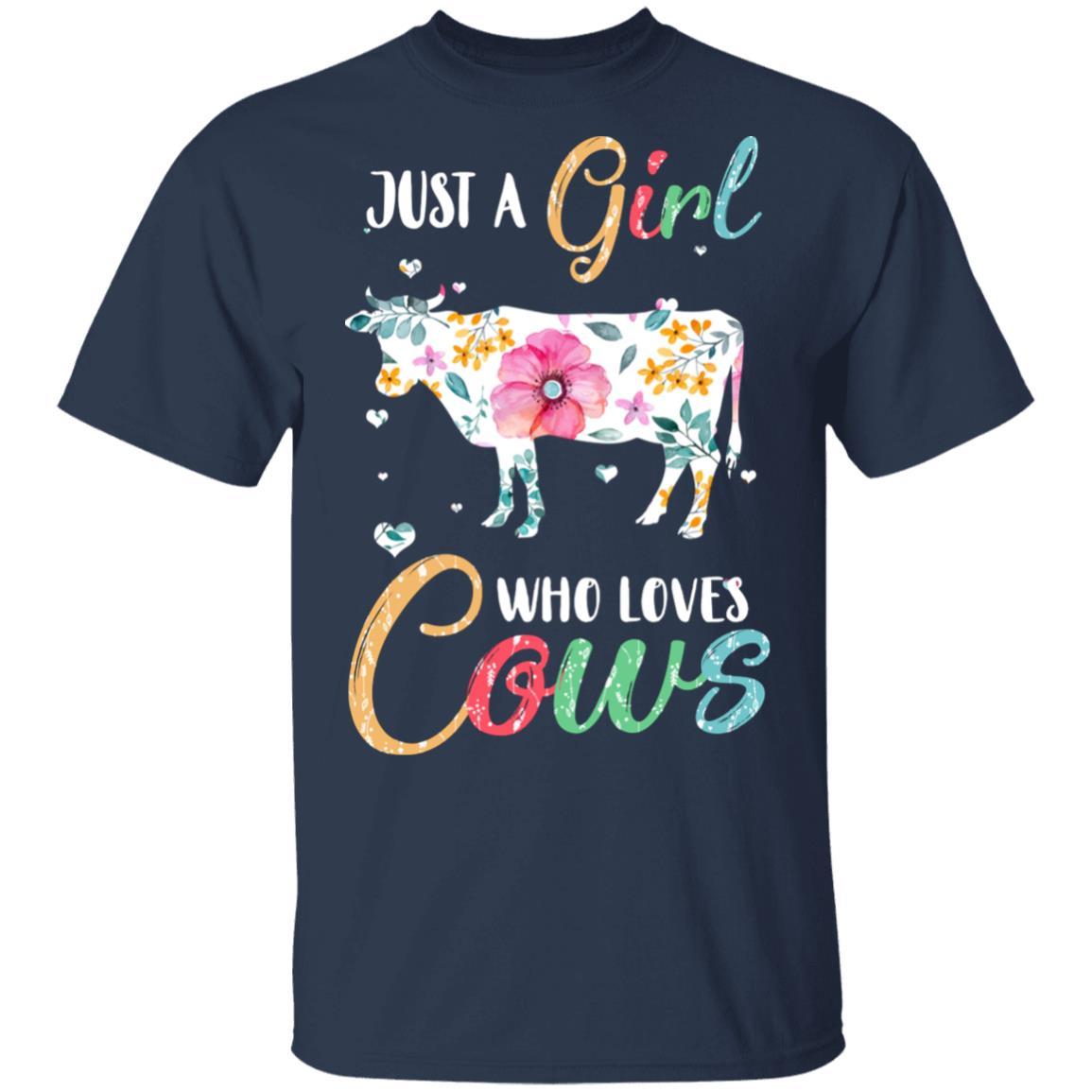 Just A Girl Who Loves Cows Cute Cow Lover-T-Shirt & Hoodie-Classic T-Shirt-Navy
