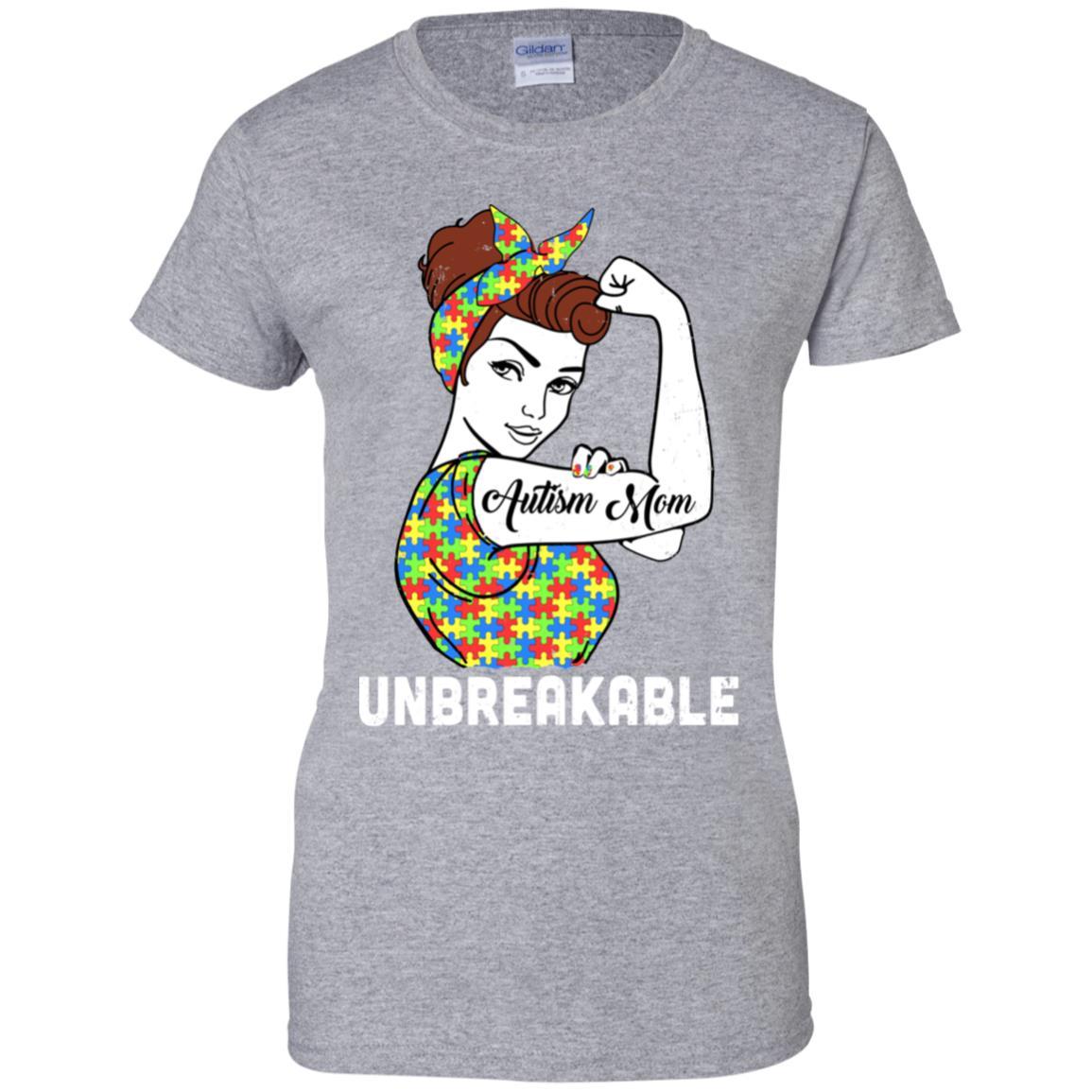 Autism Mom Unbreakable Support Autism Awareness-T-Shirt & Hoodie-Women's T-Shirt-Sport Grey