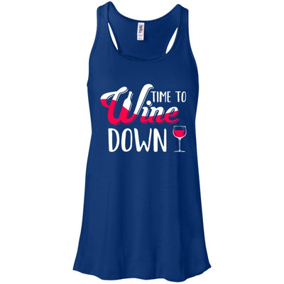 Time To Wine Down Funny Drinking Wine-T-Shirt & Tank Top-Women's Flowy Racerback Tank-True Royal